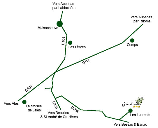 plan d'accés au gites des oliviers